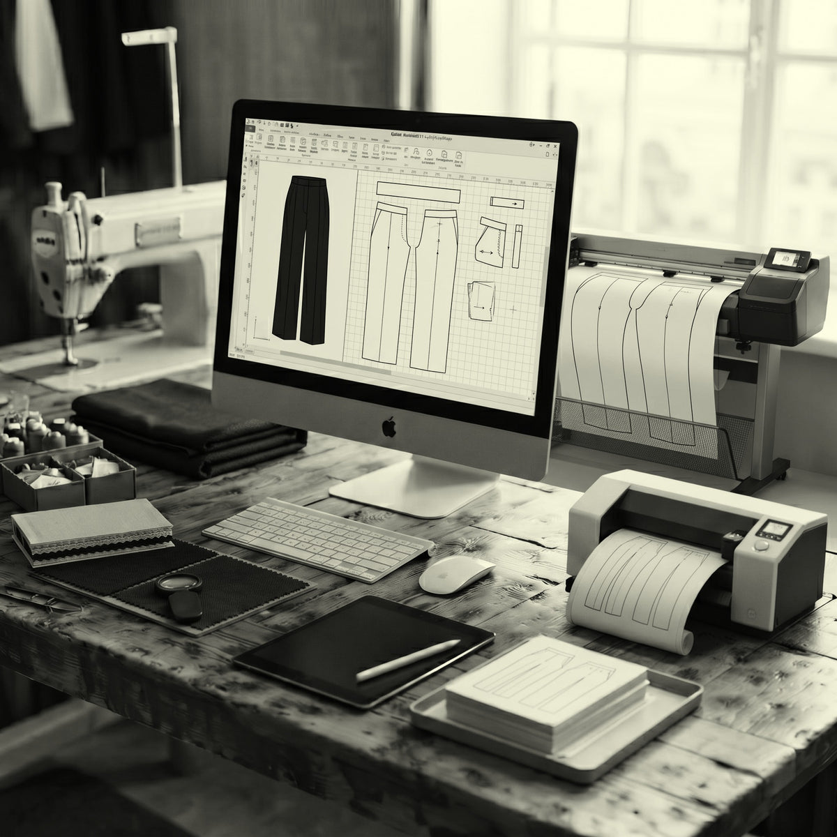 Pattern desk render, olive treatment